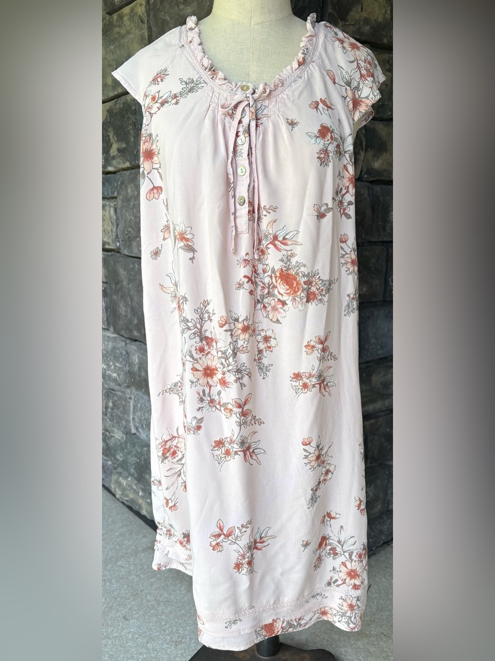 Papinelle Flutter Sleeve Floral Nightie Size M Romantic Feminine Cottagecore